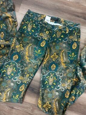 2000s Miss Sixty Low Rise Velour Patterned Flared Pants Y2K